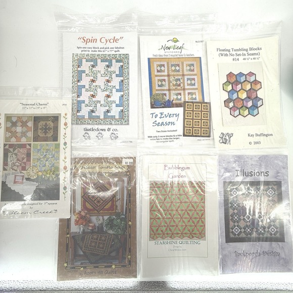 Lot of 7 Crafts Patterns QUILTING Quilts Vintage Unused Mix - Picture 1 of 11